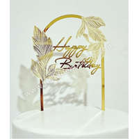 Tortadísz - Happy Birthday boltív levéllel, arany