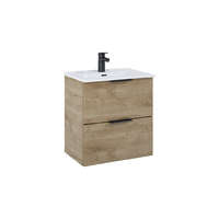 Royo Polska Elita Street Plus Szett (szekrény + kerámia mosdó), 50 cm, 2 fiókos, Canela Oak