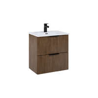 Royo Polska Elita Street Plus Szett (szekrény + kerámia mosdó), 50 cm, 2 fiókos, Lincoln Walnut