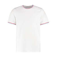 Kustom Kit Uniszex rövid ujjú póló Kustom Kit Fashion Fit Tipped Tee XL, Fehér/Piros/Királykék