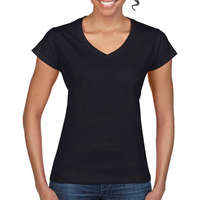 Gildan Női póló Csapott ujjú Gildan Ladies Softstyle V-Neck T-Shirt - L, Fekete