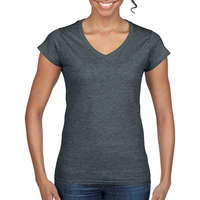 Gildan Női póló Csapott ujjú Gildan Ladies Softstyle V-Neck T-Shirt - M, Sötét heather szürke