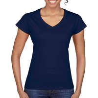 Gildan Női póló Csapott ujjú Gildan Ladies Softstyle V-Neck T-Shirt - S, Sötétkék (navy)