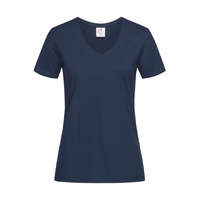 Stedman Női rövid ujjú póló Stedman Classic-T V-Neck Women S, Sötétkék (navy)