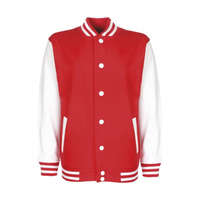 FDM Gyerek Kabát Hosszú ujjú FDM Junior Varsity Jacket -3-4 (104), Tűzpiros/Fehér