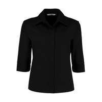 Kustom Kit Női 3/4-es ujjú blúz Kustom Kit Women&#039;s Tailored Fit Continental Blouse 3/4 Sleeve XL, Fekete