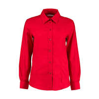 Kustom Kit Női hosszú ujjú blúz Kustom Kit Women&#039;s Tailored Fit Workwear Oxford Shirt XS (8), Piros