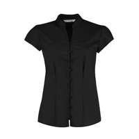 Kustom Kit Női csapott ujjú blúz Kustom Kit Women&#039;s Tailored Fit Mandarin Collar Blouse SSL M (12), Fekete