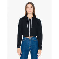 American Apparel Női kapucnis pulóver American Apparel AAF397 Women&#039;S Flex Fleece Cropped Zip Hooded Sweatshirt -M, Black