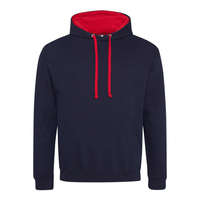 Just Hoods Uniszex kapucnis pulóver Just Hoods AWJH003 varsity Hoodie -2XL, New French Navy/Fire Red