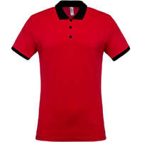 Kariban Férfi galléros póló Kariban KA258 Men&#039;S Two-Tone piqué polo Shirt -L, Red/Black