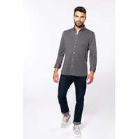 Kariban Férfi ing Kariban KA507 Long-Sleeved Jacquard Knit Shirt -3XL, Jacquard Blue