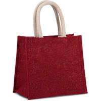 Kimood Uniszex bevásárló táska Kimood KI0273 Jute Canvas Tote - Medium -Egy méret, Cherry Red/Gold