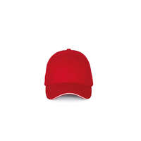 K-UP Uniszex sapka K-UP KP185 Cap With Contrasting Sandwich peak - 6panels -Egy méret, Red/White