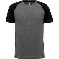 Proact Uniszex póló Proact PA4010 Adult Triblend Two-Tone Sports Short-Sleeved T-Shirt -L, Grey Heather/Black Heather