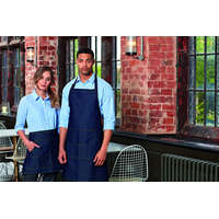 Premier Uniszex, női, férfi kötény, szakács, pincér Premier PR126 Jeans Stitch Denim Bib Apron -Egy méret, Black Denim