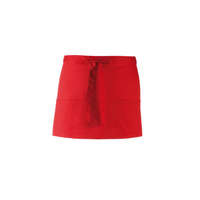 Premier Uniszex, női, férfi kötény, szakács, pincér Premier PR155 Colours Collection’ Three pocket Apron -Egy méret, Red