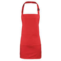 Premier Uniszex, női, férfi kötény, szakács, pincér Premier PR159 Colours Collection’ 2 In 1 Apron -Egy méret, Red