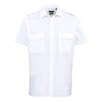 Premier Férfi ing Premier PR212 Men’S Short Sleeve pilot Shirt -2XL/3XL, White