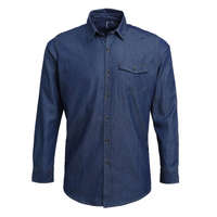 Premier Férfi ing Premier PR222 Men’S Jeans Stitch Denim Shirt -S, Indigo Denim