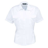 Premier Női blúz Premier PR312 Women&#039;S Short Sleeve pilot Shirt -XL, White