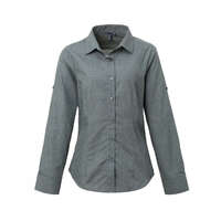 Premier Női blúz Premier PR317 Women&#039;S Cross-Dye Roll Sleeve poplin Bar Shirt -2XL, Grey Denim