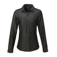 Premier Női blúz Premier PR322 Women&#039;S Jeans Stitch Denim Shirt -L, Black Denim