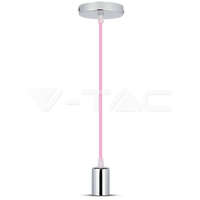 V-Tac Textilkábeles fém lámpa, E27 króm foglalat, rózsaszín vezeték