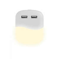 V-Tac Éjszakai irányfény LED lámpa (0.45W - négyzet) 2db USB csatlakozóval, meleg fehér, Samsung Chip