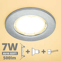 V-Tac LED spot szett: mattkróm keret + 6,5 Wattos, meleg fehér GU10 LED lámpa + GU10 csatlakozó (kettesével rendelhető)