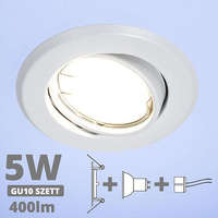 V-Tac LED spot szett: fehér bill. keret + 4,5 Wattos, hideg fehér GU10 LED lámpa + GU10 csatlakozó (kettesével rendelhető)