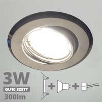 V-Tac LED spot szett: mattkróm bill. keret + 2,9 Wattos, természetes fehér GU10 LED lámpa + GU10 csatlakozó (kettesével rendelhető)