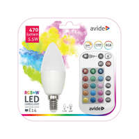 Avide LED lámpa E14 (5.5W/240°) Gyertya - RGB+WW+IR