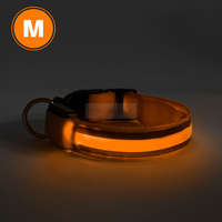 Globiz LED-es nyakörv - akkumulátoros - M méret - narancs