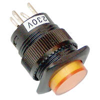 Tracon Mini jelzőlámpás nyomókapcsoló sárga 1×NO, 12V AC/DC