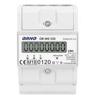 Orno Digitális fogyasztásmérő 3 fázisú 80A, 230V/400V, IP51, LED, 800IMP/kWh 4 modul MID hiteles