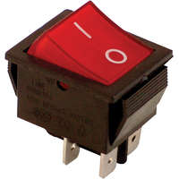Tracon Készülékkapcs., BE-KI, 2-pólus, piros, 0-I felirat, világító 16(6)A, 250V AC