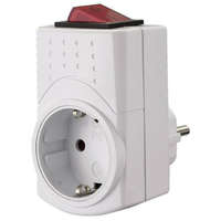 GAO GAO 0790H Földelt, köztes csatlakozó aljzat, kétpólusú világítós kapcsolóval, műanyag, fehér, 250V~ 50Hz, 16A