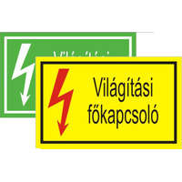 "Világítási főkapcsoló" öntapadó felirat, sárga, 95x60mm