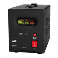 WELL WELL AVR-RELGUARD500 Automatikus feszültségszabályozó relé 500VA, fekete