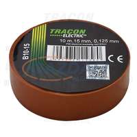 TRACON TRACON B10-15 Szigetelőszalag, barna 10m×15mm, PVC, 0-90°C, 40kV/mm, 10 db/csomag
