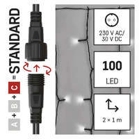 EMOS EMOS D1EC01 Standard LED sorolható karácsonyi füzér – fényfüggöny, 1x2 m, kültéri, hideg fehér, időzítő, 1,2 W, 230 V AC, IP44