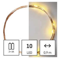 EMOS EMOS D3AW06 LED karácsonyi nano fényfüzér, réz, 0,9 m, 2x AA, beltéri, meleg fehér, időzítő, 0,6 W, elem (2× AA), IP20