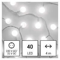 EMOS EMOS D5AC01 LED fényfüzér, cseresznye – golyók 2,5 cm, 4 m, kültéri és beltéri, hideg fehér, időzítő, 3,6 W, 230 V AC, IP44