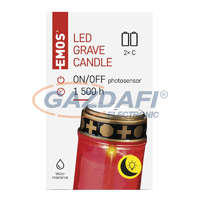 EMOS EMOS DCCV20 LED temetői mécses, piros, 2x C, kültéri és beltéri, meleg fehér, fényérzékelő, 0,06 W, elem (2× C), IP44