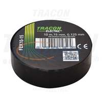 TRACON TRACON FEK10-15 Szigetelőszalag, fekete 10m×15mm, PVC, 0-90°C, 40kV/mm, 10 db/csomag