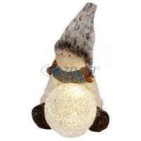 HOME HOME KDC 28 Kerámia, plüss dekoráció, ülő kislány világító EVA gömbbel