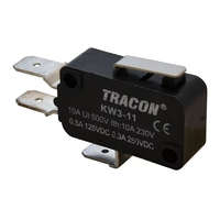 TRACON TRACON KW3-11 Helyzetkapcsoló, mikro, rugószáras 1×CO 10(3)A/230V, 15mm, 6,3x0,8 mm, IP00