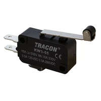 TRACON TRACON KW3-55 Helyzetkapcsoló, mikro, karos-görgős 1×CO 10A/230VAC, 0,3A/250VDC, 28mm, 4,8x0,5 mm, IP00