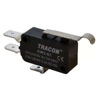 TRACON TRACON KW3-61 Helyzetkapcsoló, mikro, íves-rugószár 1×CO 10(3)A/230V, 28mm, 6,3x0,8 mm, IP00